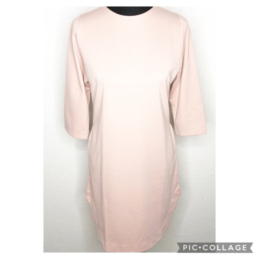 Tracy Negoshian Jada blush light pink sheath dress size Medium NWT